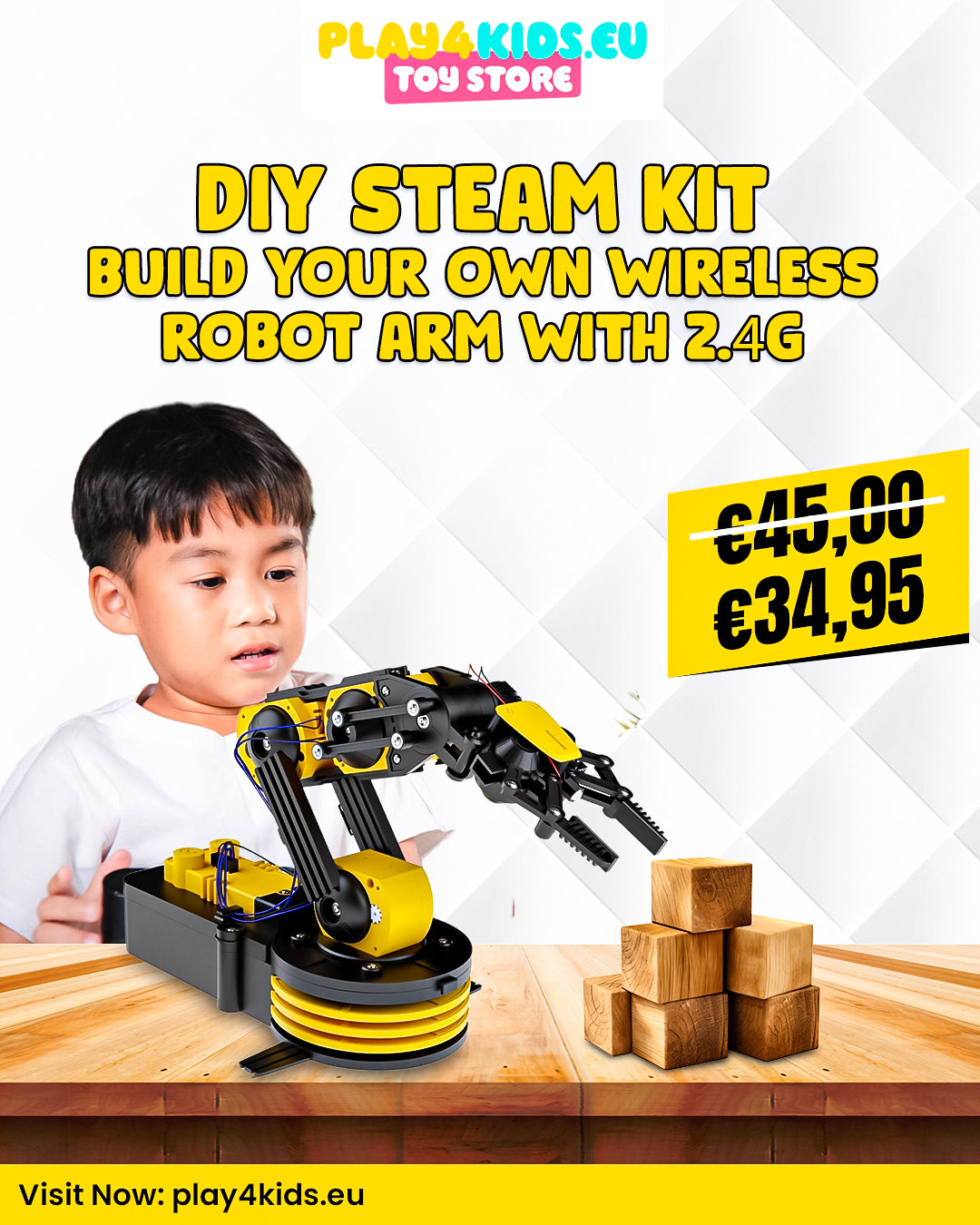 DIY STEAM Kit: Bouw je eigen draadloze robotarm met 2.4G